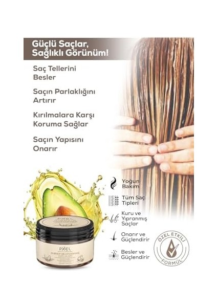 Pxel Onarıcı Saç Kremi 300 ml | Kuru ve Yıpranmış Saçlara Özel Yoğun Bakım | Shea Yağı, Biotin, Kafein ve Bitkisel Protein Içerikli Saç Kırığı Karşıtı