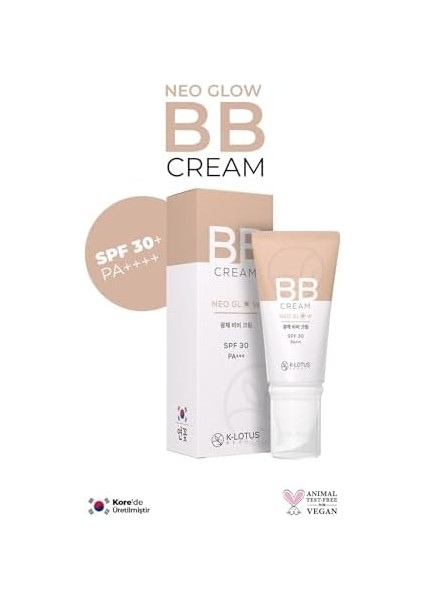 K-Lotus Beauty Neo Glow Aydınlatıcı ve Işıltılı Cilt Orta Kapatıcı Bb Krem Spf 30 Pa+++ 45 ml