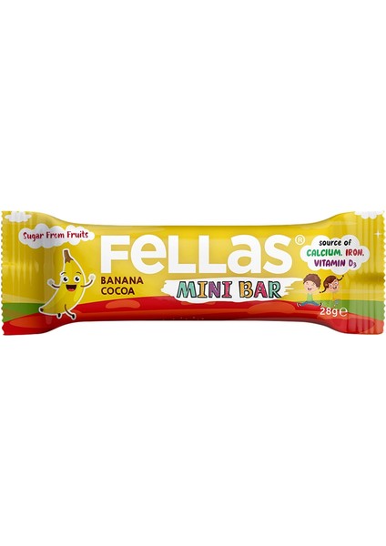 Fellas Kids Meyve Bar, Muzlu ve Kakaolu, 28GR x 12 Adet