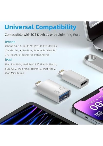 USB C, iPad Için 2 Paket USB C ve USB 3.0 Dişi - Erkek Otg, Destek Bağlantı Kartı Okuyucu, USB Sürücü, Fare, Mikrofonu, Vb fiyatları
