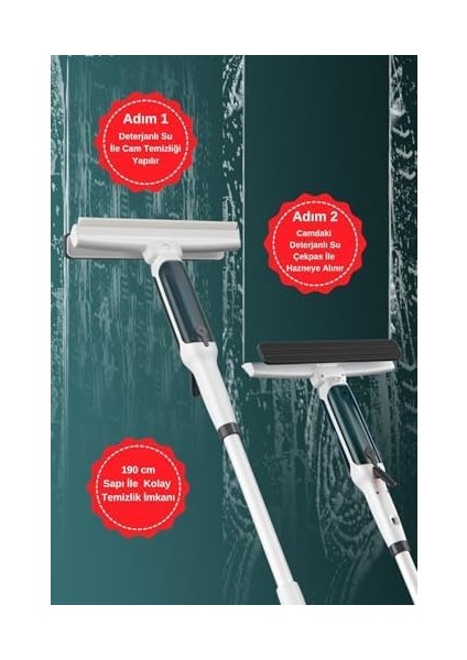 Ahmet Sprey Cam Temizlik Mopu Kirli Su Hazneli 1 Yedek Bez Hediyeli modelleri