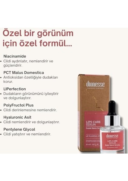 Dionesse Dudak Bakım Serumu 20 ml | Doğal Nem ve Belirgin Dudak Görünümü fiyatları