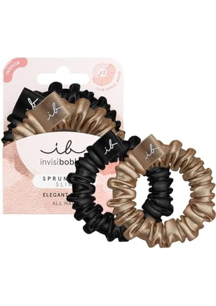Invisibobble Slim Sprunchie 2li Saç Tokası - Altın ve Siyah Saten Kumaş fiyatları