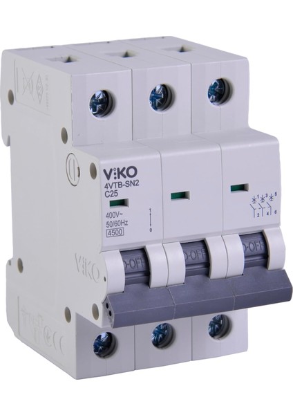 4VTB-3C25 Otomatik Sigorta 4,5ka C Tipi 3 Kutup 25A