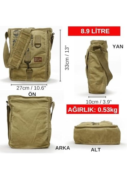 Old Cargo 8184 Salaş Kanvas Omuz Postacı Laptop Okul Seyahat Günlük Pamuklu Çanta (Açık Camel) fiyatları