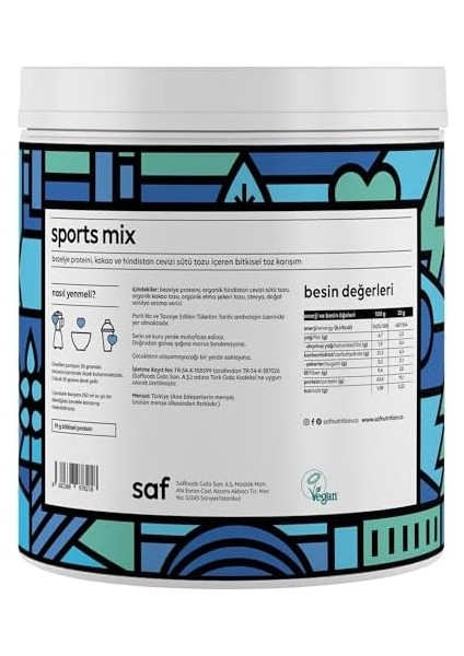 Saf Nutrition Bitkisel Protein + Superfood Mix, Sports (360 Gr) fiyatları