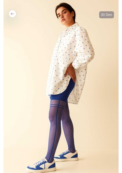 Saks Mavi Rengi Kadın Desenli Ince Külotlu Çorap fiyatları