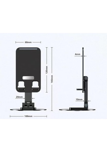 HT-A10 Masaüstü Telefon Tablet Tutucu Stand Taşınabilir Portatif Metal Taban 360 Derece Dönebilir modelleri