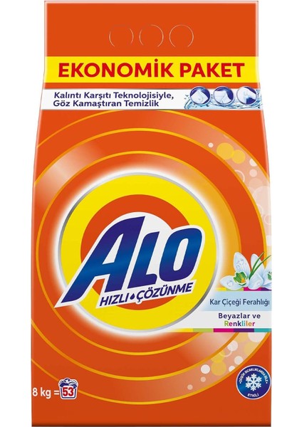 Alo 8 kg Kar Çiçeği Ferahlğı Beyazlar ve Renkliler Hızlı Çözülme Toz Deterjan modelleri