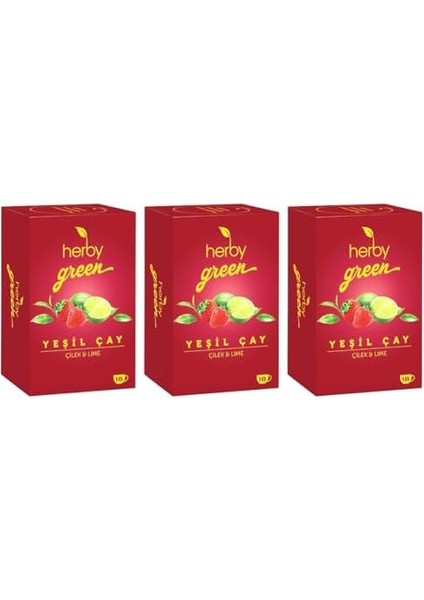 Herby Yeşil Çay Çilek ve Lime 3'lü Paket