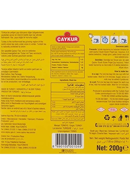 Çaykur Altın Süzen Poşet Çay 200G (100 Adet)