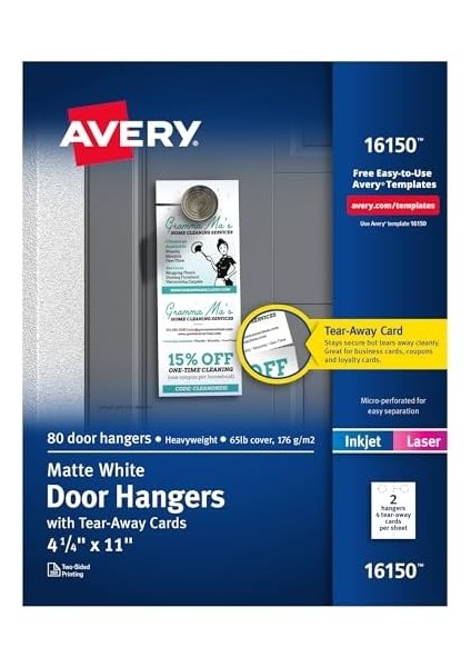 Kapı Askısı Aufreissbare Kart, Beyaz Mat, 10,8 x 27,9 Cm, 80 Adet (16150) fiyatları