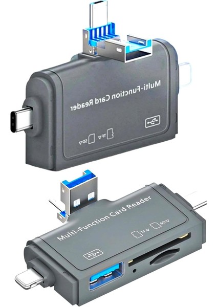 7in1 Micro Usb, Type C, Iphone 15, 14, 13, 12, 11 Pro,pro Max Uyumlu, Multi, Kart Okuyucu, Otg, Sd Tf USB Dönüştürücü