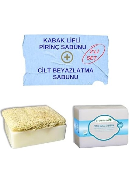 Organicsun 2'li Set Doğal Kabak Lifli Pirinç Sabunu ve Cilt Beyazlatma Sabunu fiyatları
