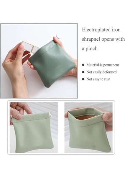 Aputue Çanta Için Makyaj Çantası, 3 Adet Su Geçirmez Fermuarsız Kendiliğinden Kapanan Küçük Makyaj Çantası, Çanta Için Taşınabilir Yumuşak Pürüzsüz Pouch, Pu Deri Sıkmalı Kozmetik Çantaları Kadınlar