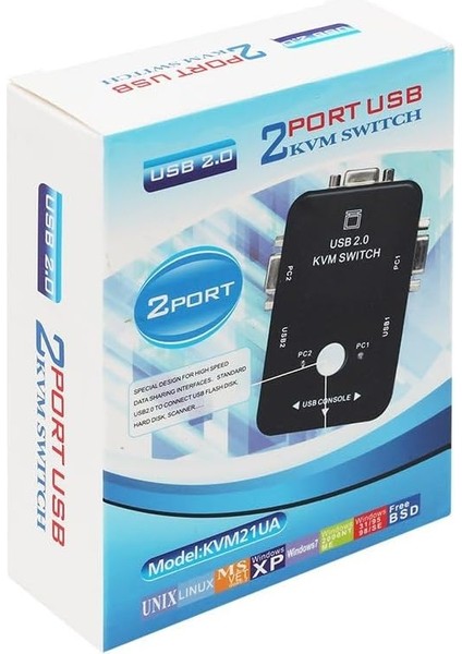2 Port USB Kvm Switch, 2 Kasa 1 Monitör Switch, 2 Bilgisayarı Tek Elden Yönetin, fiyatları