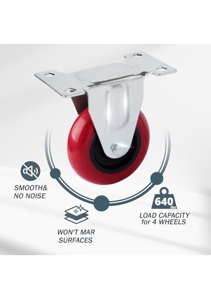 650LBS Yüklü 3 Inç Sabit Teker Tekerlekleri, Ağır Hizmet Tipi Plaka Tekerleri, Mobilya, Araba, Dolly ve Tezgahlar Için Sert Sabit Kauçuk Tekerlek Tekerlekleri (17207) fiyatları