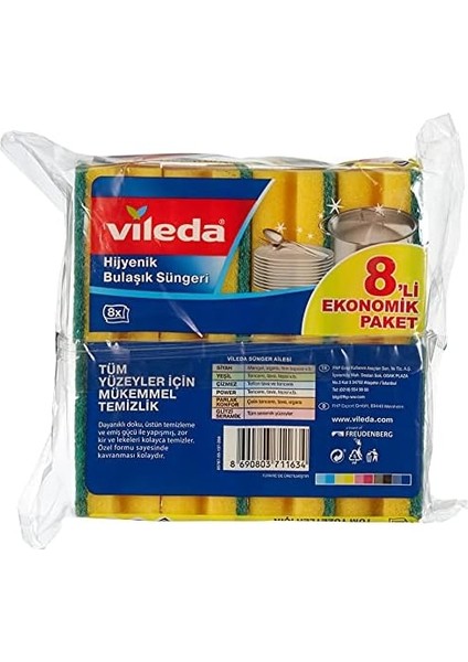 141127 Oluklu Bulaşık Süngeri, Yeşil, 8 Parça modelleri