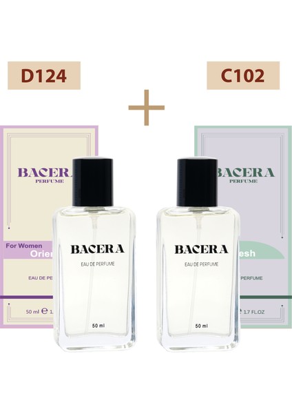 Bacera D124 Oriental Kadın Parfüm 50ML Edp C102 Fresh Erkek Parfüm 50ML Edp