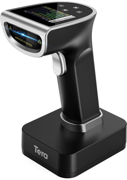 Pro 1d 2d Qr Barkod Tarayıcı Kablosuz: Ayar Ekranı ve Tuş Takımı ve Güç Anahtarı ile 2600MAH Büyük Pil 2.4g Kablosuz El Barkod Okuyucu ile Çalışır HW0015 Gümüş