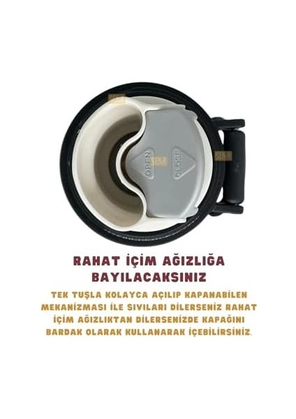 650ML Lisanslı Çift Katlı Paslanmaz Çelik Termos 8 Saat Soğuk Kutulu (Siyah) modelleri