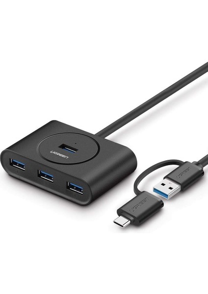 USB A/usb C To 4 Port USB 3.0 Hub Çoklayıcı Siyah 1 Metre
