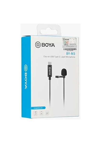 Boya By-M3 Klipsli Yaka Mikrofonu, USB Type-C, Djı Osmo Aksiyon Kamerası ile Uyumlu modelleri