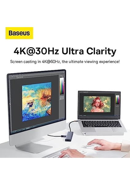 Ultrajoy 5’i 1 Arada USB Hub, 1x HDMI 4K@30Hz + 4x USB 3.0 Port, Çoklayıcı Adaptör, Type-C Girişli Cihazlar Için Uyumlu, Gri modelleri