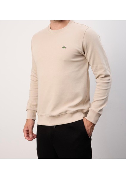 Basıc Bej Bisiklet Yaka Regular Fit Uzun Kol fiyatları