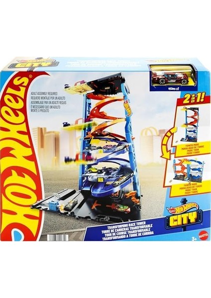 Heyecanlı Yarış Kulesi Oyun Seti 1 Adet Oyuncak Araba ve Dönüşen Yarış Kulesi Oyun Seti Içeren Hot ™ Şehri Pist Seti HKX43 modelleri