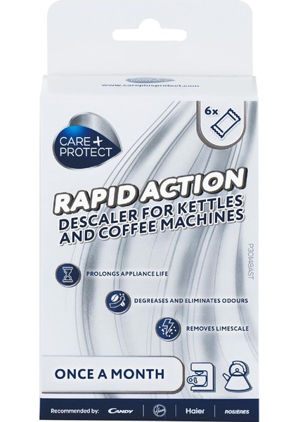 + Protect Kahve Makinesi ve Su Isıtıcıları Temizleyici, Kireç Çözücü, Üniversal, Kireci Çözer ve Kahve ve Çay Kalıntılarını Giderir, 6 Aylık Tedarik Için 6 Poşet