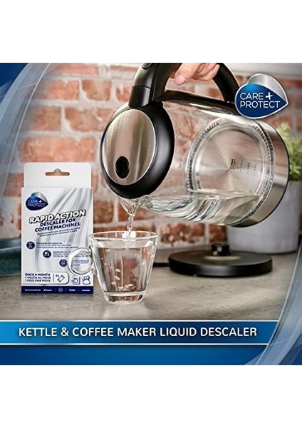 + Protect Kahve Makinesi ve Su Isıtıcıları Temizleyici, Kireç Çözücü, Üniversal, Kireci Çözer ve Kahve ve Çay Kalıntılarını Giderir, 6 Aylık Tedarik Için 6 Poşet modelleri