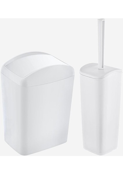 Soft Çöp Kovası ve Wc Fırçası Beyaz