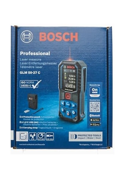 Professional Glm 50-27 C Uzaklık Ölçer (50M Ölçme Alanı, 4 Sn. Ölçme Süresi, 2 x Aa Pil, Ip 65 Toza Karşı Koruma Sistemi, Kırmızı, Taşıma Kayışı, Koruma Çantası) fiyatları
