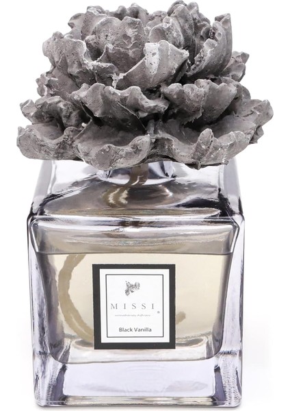 ml Siyah Kare Transparan Şişe Gül Seramik Taşlı Vanilya Oda Kokusu