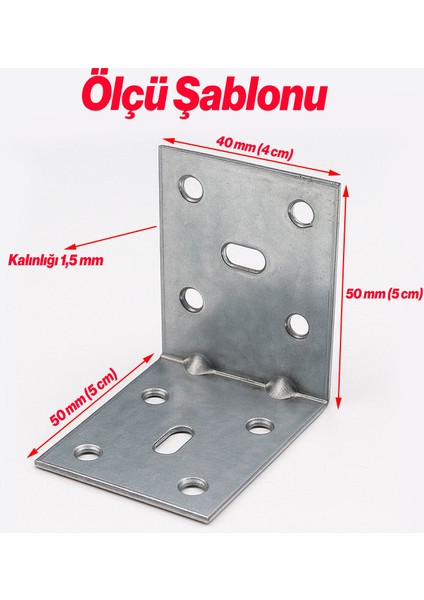 L Demir Gönye 40X50X50 mm (50 Adet) Mobilya Raf Dolap Sabitleme Köşebent Dayanıklı Bağlantı Aparatı modelleri
