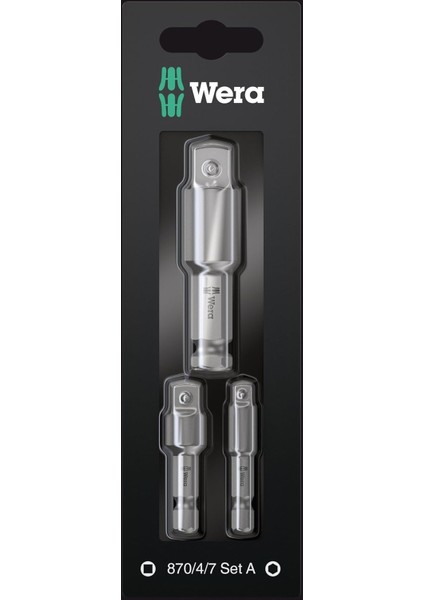 Werkstatt 870/4/7 Set A Sb, Alet Şaftları, Bağlantı Parçaları, 3 Parça, Gri