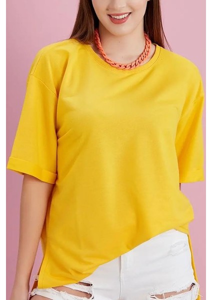 Yırtmaçlı Duble Kol Geniş Bisiklet Yaka Oversize Sweatshirt fırsatları