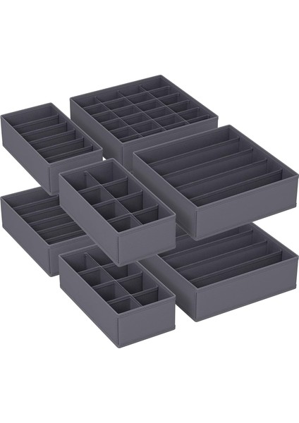 Iç Giyim Düzenleyici 8'li Set, Çekmece Düzenleyici, Katlanabilir, Düzenleyici, Saklama Kutusu Dolabı, Kumaş Kutuları Saklama, Sütyen, Çorap, Kravat, Gri RUS08GY