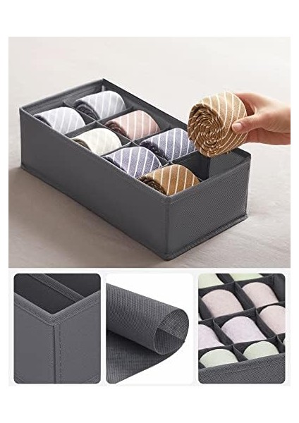 Iç Giyim Düzenleyici 8'li Set, Çekmece Düzenleyici, Katlanabilir, Düzenleyici, Saklama Kutusu Dolabı, Kumaş Kutuları Saklama, Sütyen, Çorap, Kravat, Gri RUS08GY fiyatları