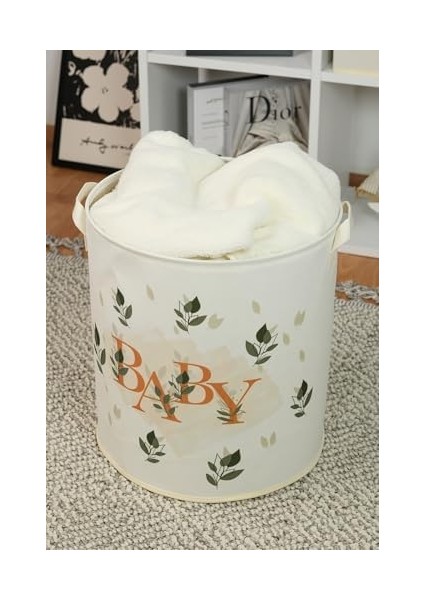 Yazı Baskılı Büzgüsüz Çok Amaçlı Oyuncak Saklama Kirli Çamaşır Katlanır Düzenleyici Sepet 37X40 modelleri