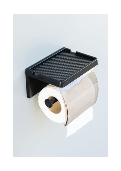 Yapışkanlı Kapaklı Tuvalet Kağıdı Askısı Tuvalet Kağıtlığı Aparatı Peçetelik Organizer Plastik, Siyah modelleri