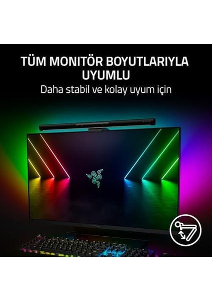 Aether Monitör Işık Çubuğu - Oyun Rgb Aydınlatmalı Bilgisayar Monitörü Lambası (Dokunmatik Kontrol, Ayarlanabilir Renk ve Parlaklığa Sahip USB Ekran Lambası) Siyah modelleri