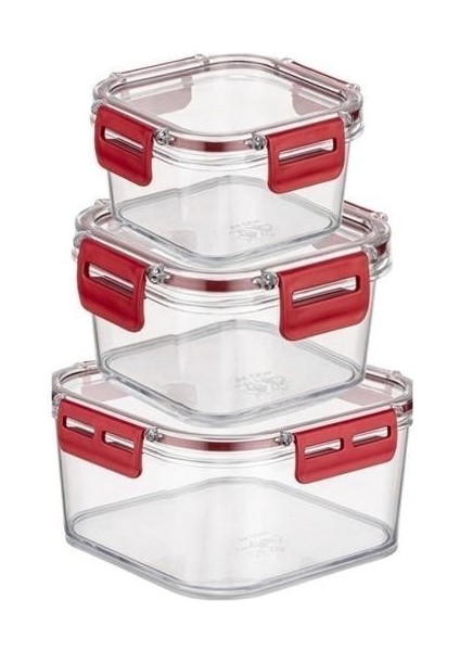 ® 3'lü Pratik Silikon Contalı Sızdırmaz Kapaklı Sağlam Istiflenebilir Saklama Kapları fiyatları