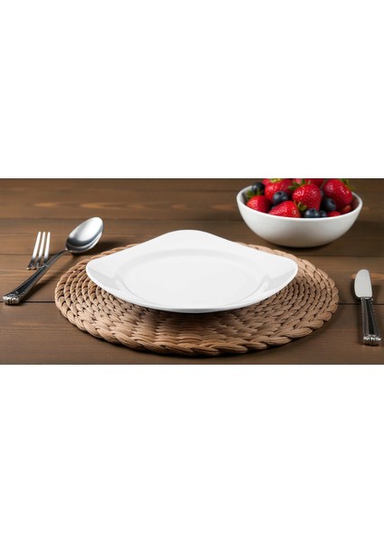 Kırılmaz Kare Düz Servis Tabak - Porselen Görünümlü - Şık ve Dayanıklı - Restoran & Kafe & Ev Kullanımına Uygun