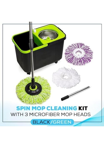 79117 Tekrar Doldurma, Paspas ve Yedeklerle Döner Paspas Temizleme Seti, Siyah/yeşil fiyatları