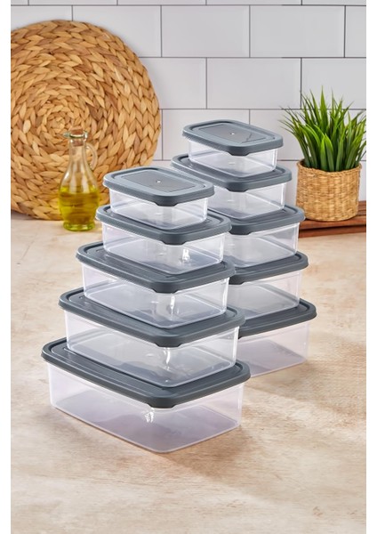 Store 5'li Sızdırmaz Hava Almaz Buzdolabı Düzenleyici & Saklama Kabı Dikdörtgen Şeffaf Saklama Kabı Seti Buzdolabı Organizeri