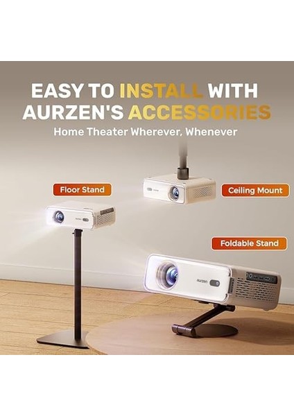 Eazze D1 Wifi ve Bluetooth'lu Akıllı Projektör, Netflix Resmi Lisanslı, Otomatik Odaklama ve Keystone, Doıby Audio, Zoom, Yerel 1080P Film, Taşınabilir Dış Mekan Mini Projektör, Beyaz fiyatları