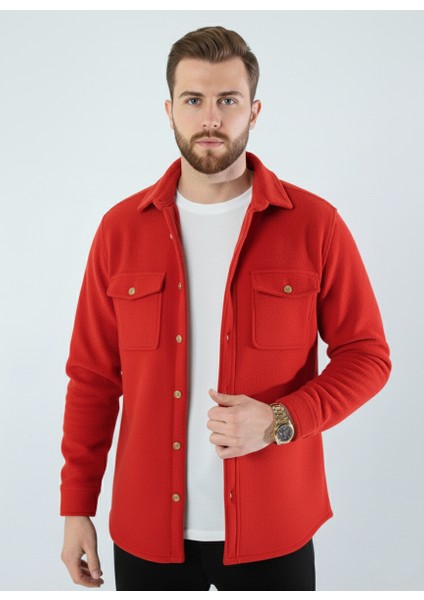 Erkek Slim Fit Düğmeli Yaka Çift Cepli Düz Siyah Polar Erkek Gömlek fiyatları