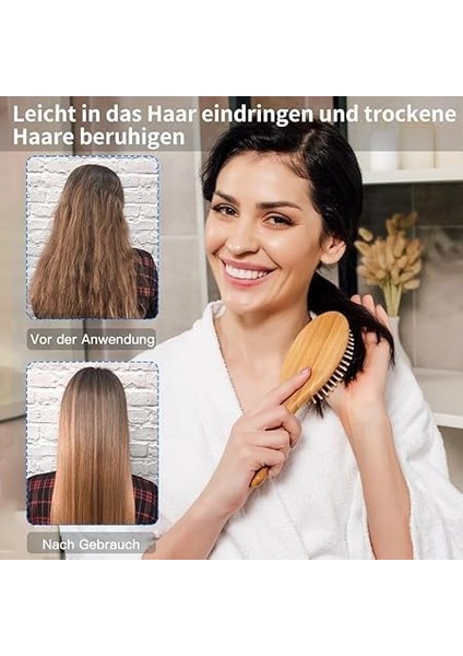 Mta High-Tech Doğal Bambu Saç Fırçası, Kadınlar ve Erkekler Için Hava Yastıklı Tarak, Ahşap Saç Fırçası, Rahatlatıcı, Saç Derisi Masajı, Anti-Statik Tarak
